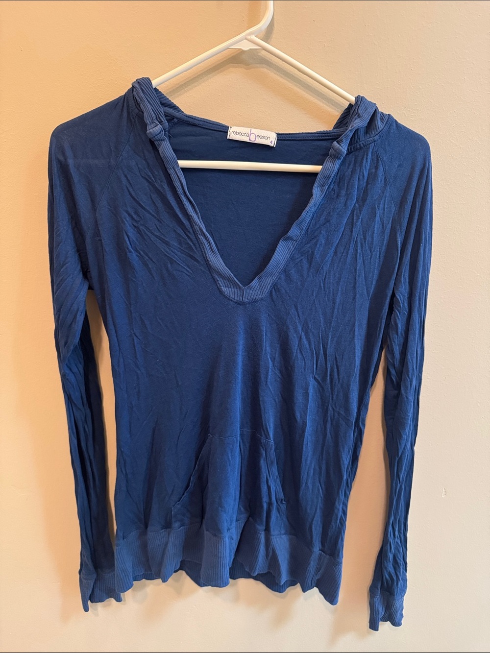 Rebecca Beeson Navy Blue V-Neck Long Sleeve Top